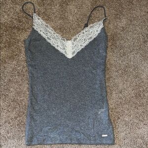 Hollister Grey Camisole with White Lace